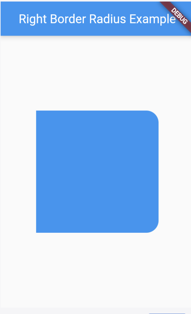 Output of Adding Right Border Radius to Container Flutter
