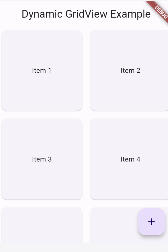 Output of Dynamic GridView in Flutter