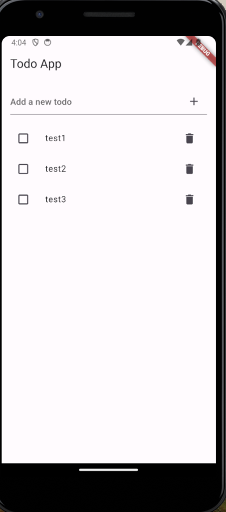 output of todo app in flutter